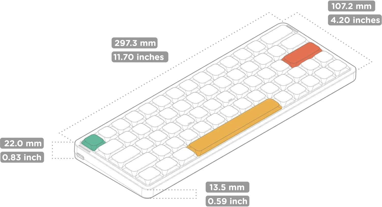 Amazon | nuphy Air60 V2 メカニカルキーボード 60%ロープロファイル