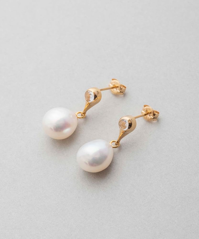 Amazon | (エテ) ete パール/ホワイトトパーズ ピアス ドロップ 871976