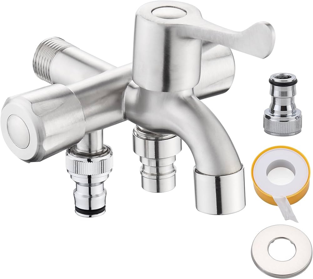 Amazon | Jeonestan水道 蛇口 3口 洗濯機・ガーデニング・散水ホース