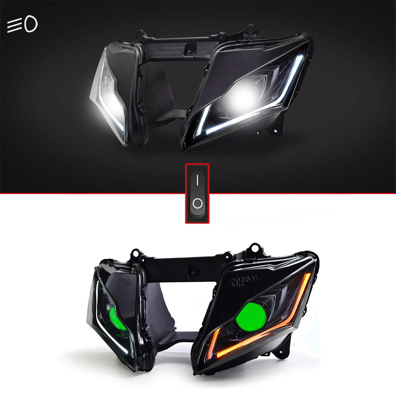 KT LED Headlight Assembly for Ninja ZX-10R 2016-2020, Demon Eyes