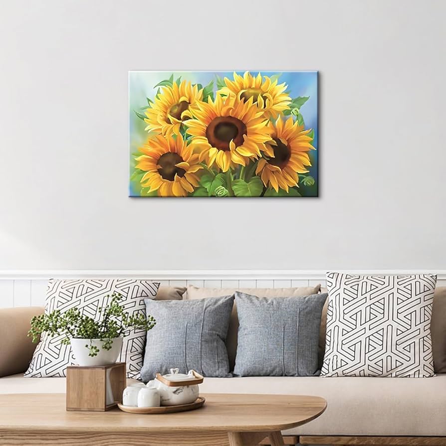 Amazon.co.jp: 開運ひまわり図 木枠付きの完成品 トイレ 風水 絵画