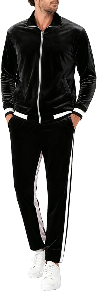 RPOVIG Velour Tracksuit Sweatsuit Velvet:Men's Jogging track suit