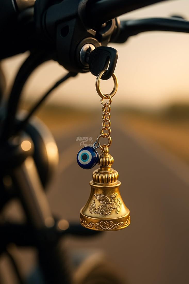 Seven Square Guardian Bell Key chain For Bike & Car | Good Luck