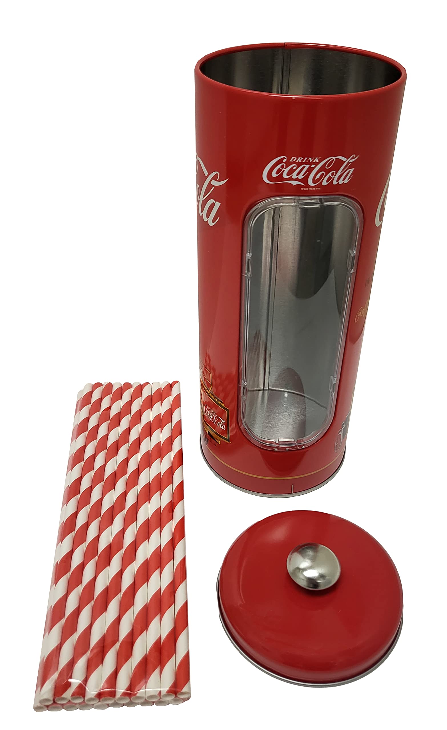 Amazon.com: The Tin Box Company Coke Straw Holder Tin with 20