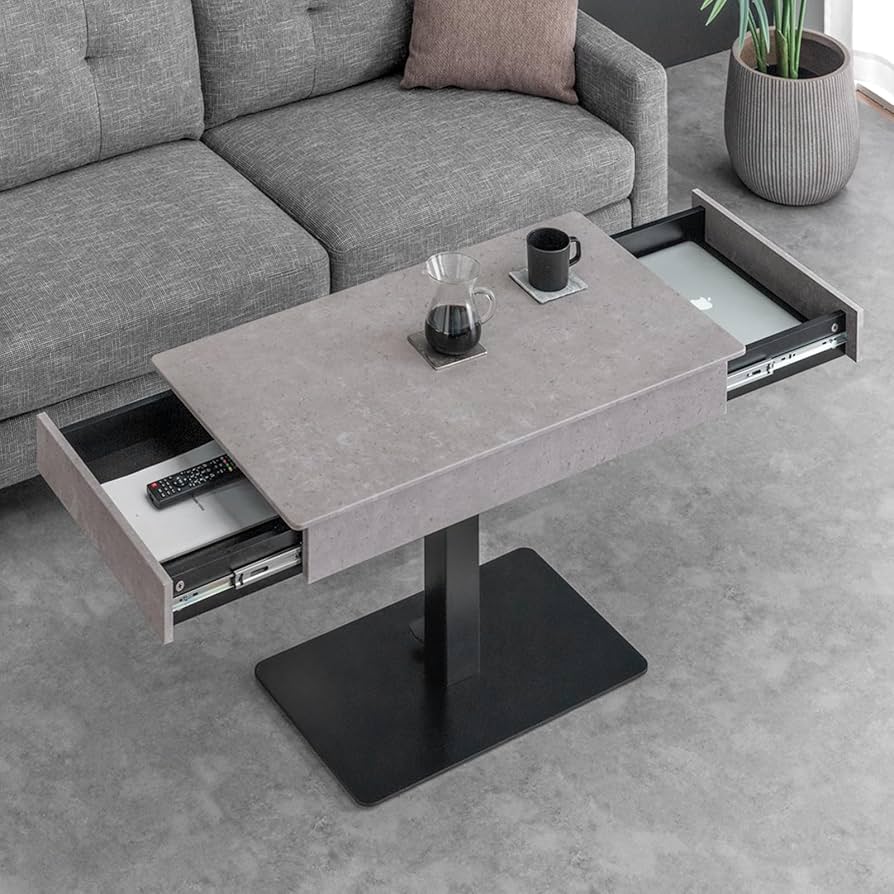 Amazon.co.jp: タンスのゲン 昇降式テーブル 幅90cm 無段階昇降 両面