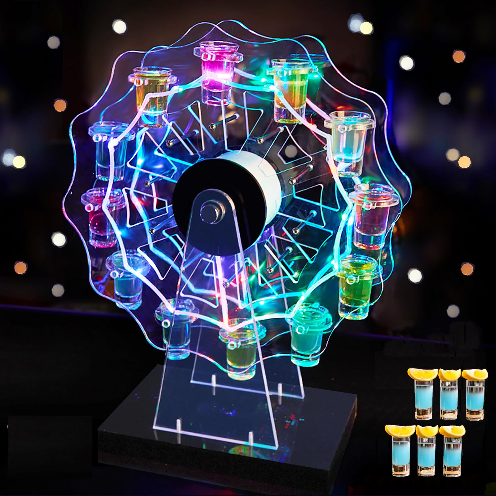 Amazon｜LYTDMSKY テキーラ観覧車 LED酒ボトルの表示棚 回転可能