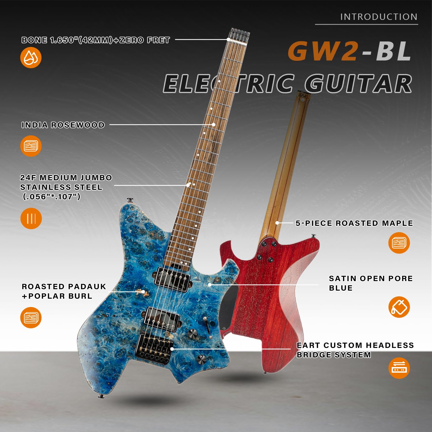 Amazon | EARTエレクトリックギターヘッドレスフィックスブリッジ6弦