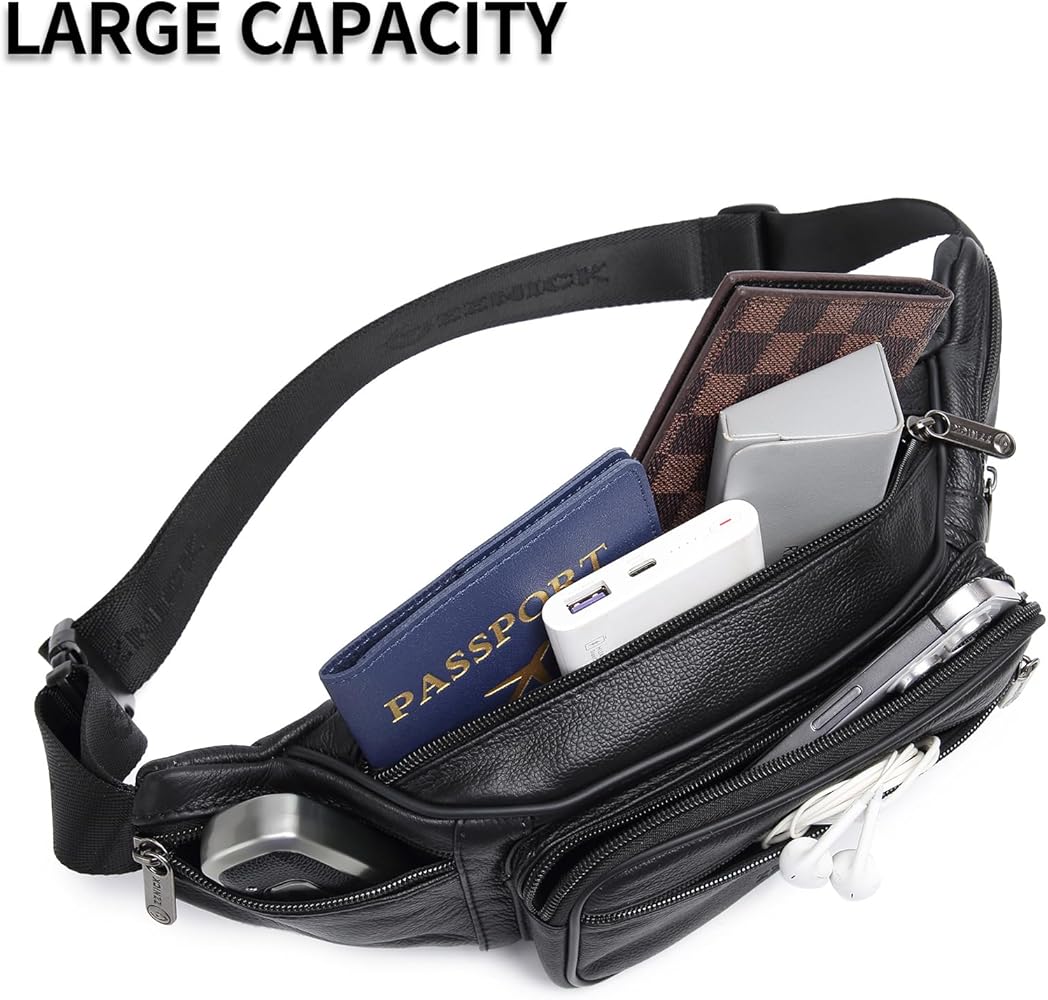 Amazon.com | ZZNICK Genuine Leather Fanny Pack/Waist Bag/Organizer