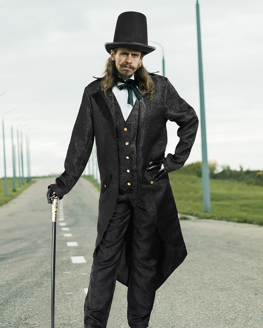 5 Pcs Men's Steampunk Vintage Tailcoat Jacket Gothic Victorian