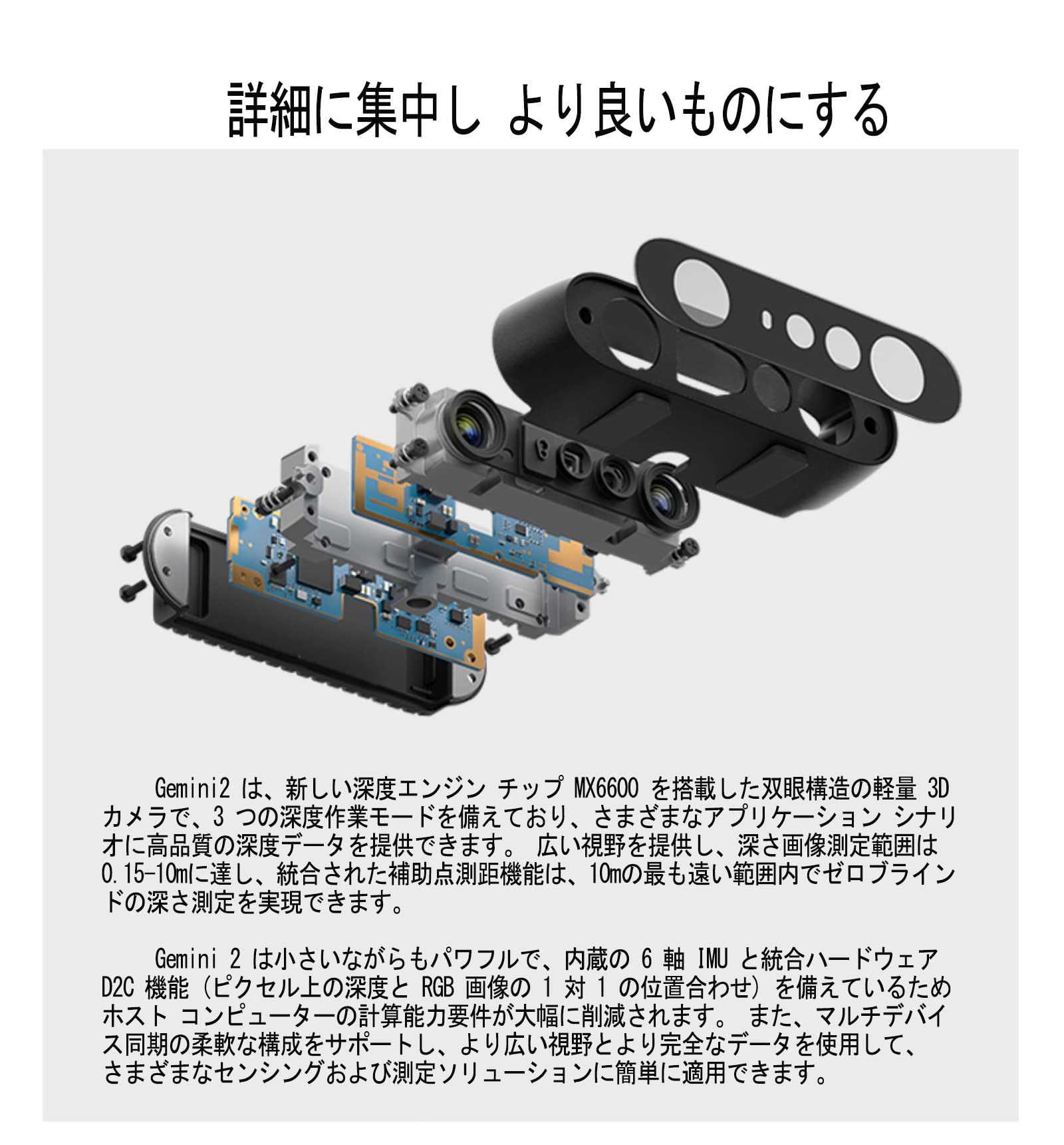 Amazon.co.jp: WayPonDEV Gemini 2 ORBBEC 双眼深度カメラ 0.15-10M 6