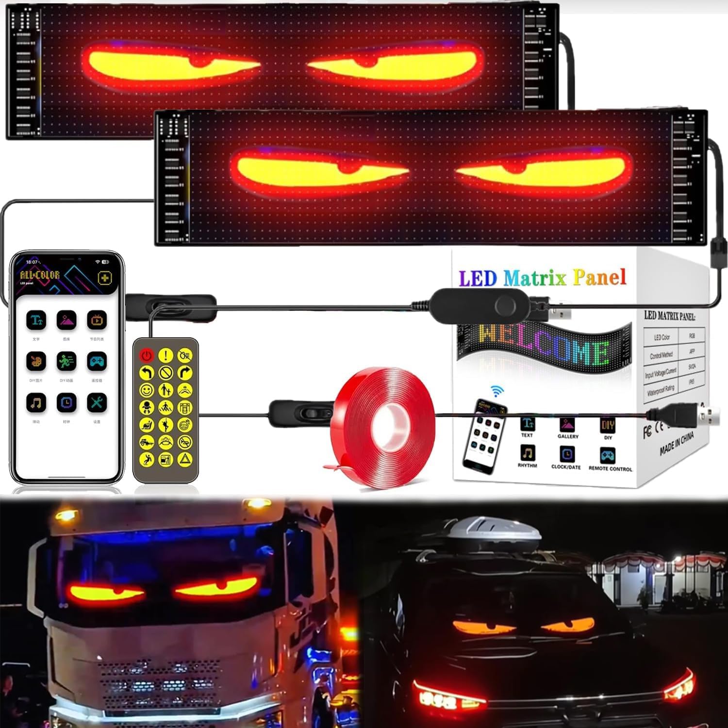 Amazon | デビルアイ led ライト 車 スクリーン トラック DIYテキスト