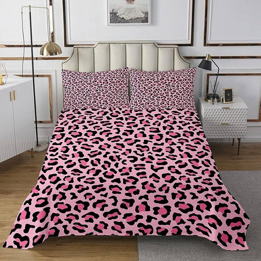 Amazon｜DONGSHAN 布団カバー シングル ピンクのヒョウ柄 寝具カバー