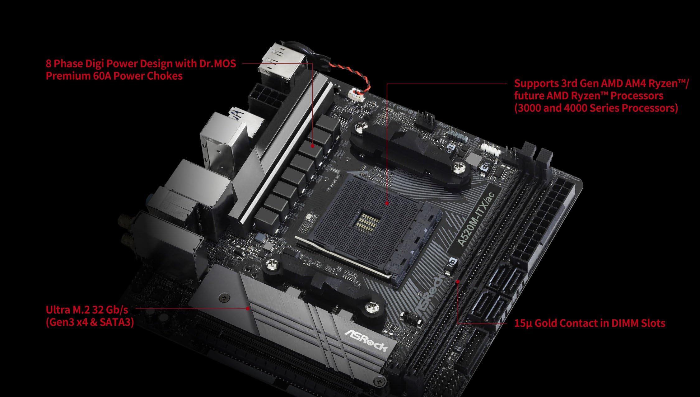 Amazon.co.jp: ASRock Motherboard A520 M-ITX/ac AMD Ryzen 3000
