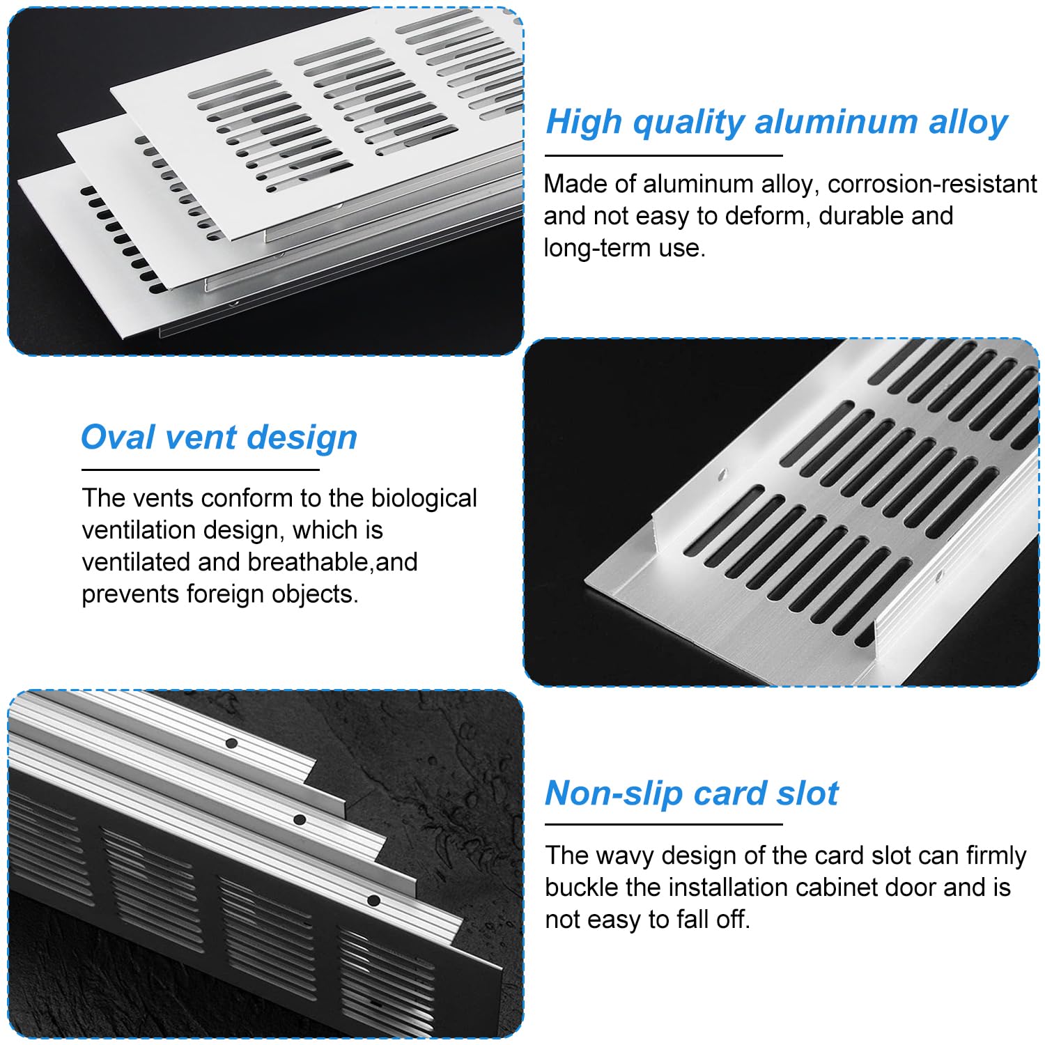 Yinpecly 1Pc Aluminum Alloy Air Vent 200mm Length Rectangle