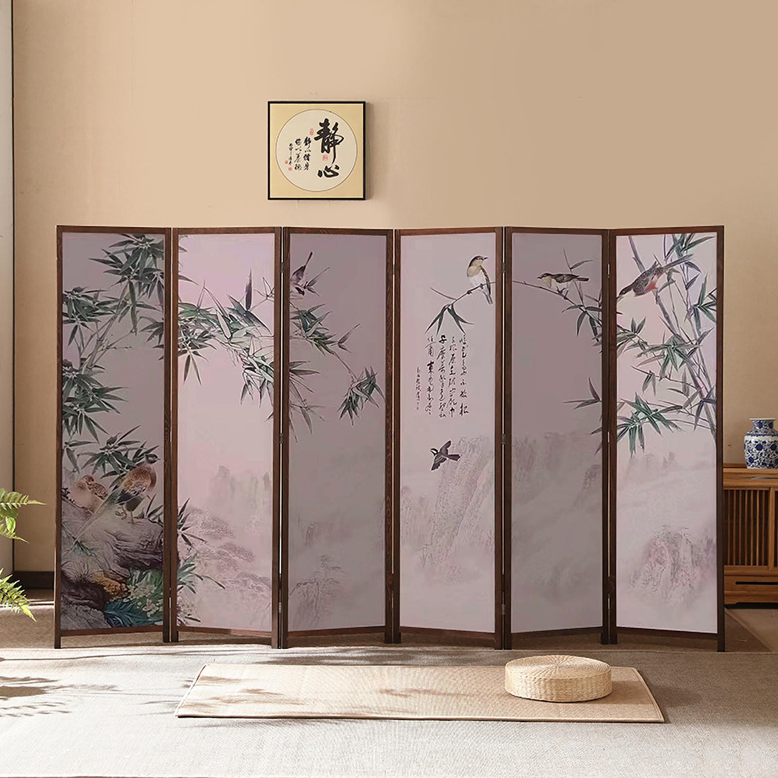 Amazon｜パーテーション 間仕切り 和風衝立 4連 折りたたみ木製自立式