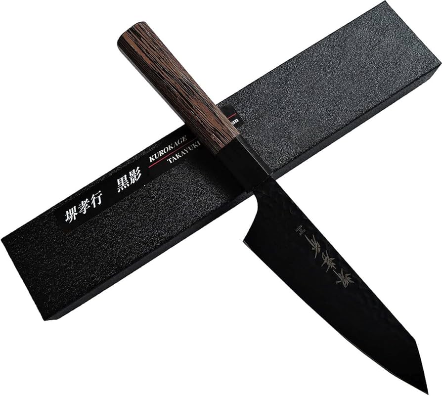 Amazon | 堺孝行 黒影 VG10槌目フッ素加工和式包丁 (和剣型三徳 160mm