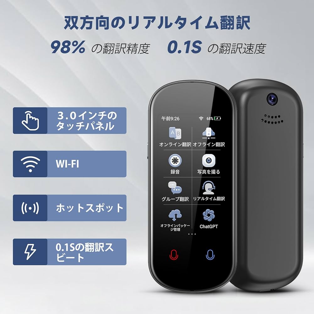 Amazon.co.jp: AUTOOSE Z2 翻訳機 音声翻訳機【SIM不要/追加料金不要