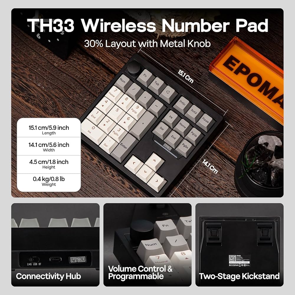 Amazon | EPOMAKER TH33 QMK/VIA ワイヤレスメカニカルテンキー
