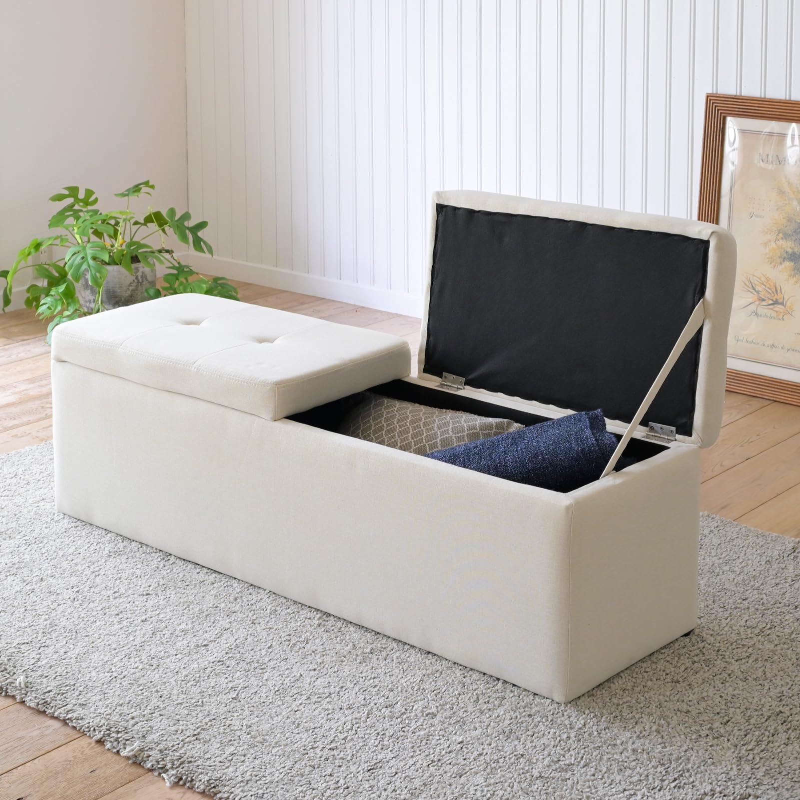 Amazon｜山善(YAMAZEN) 収納スツール ダブルサイズ 2人掛け ベンチ