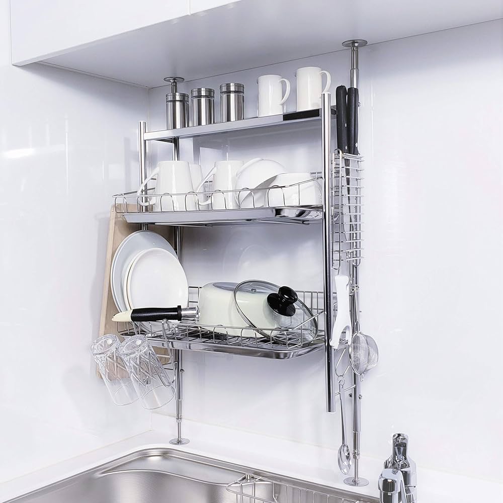 Amazon｜燕三条 ステンレス 水切りラック 突っ張り 日本製 DXタイプ