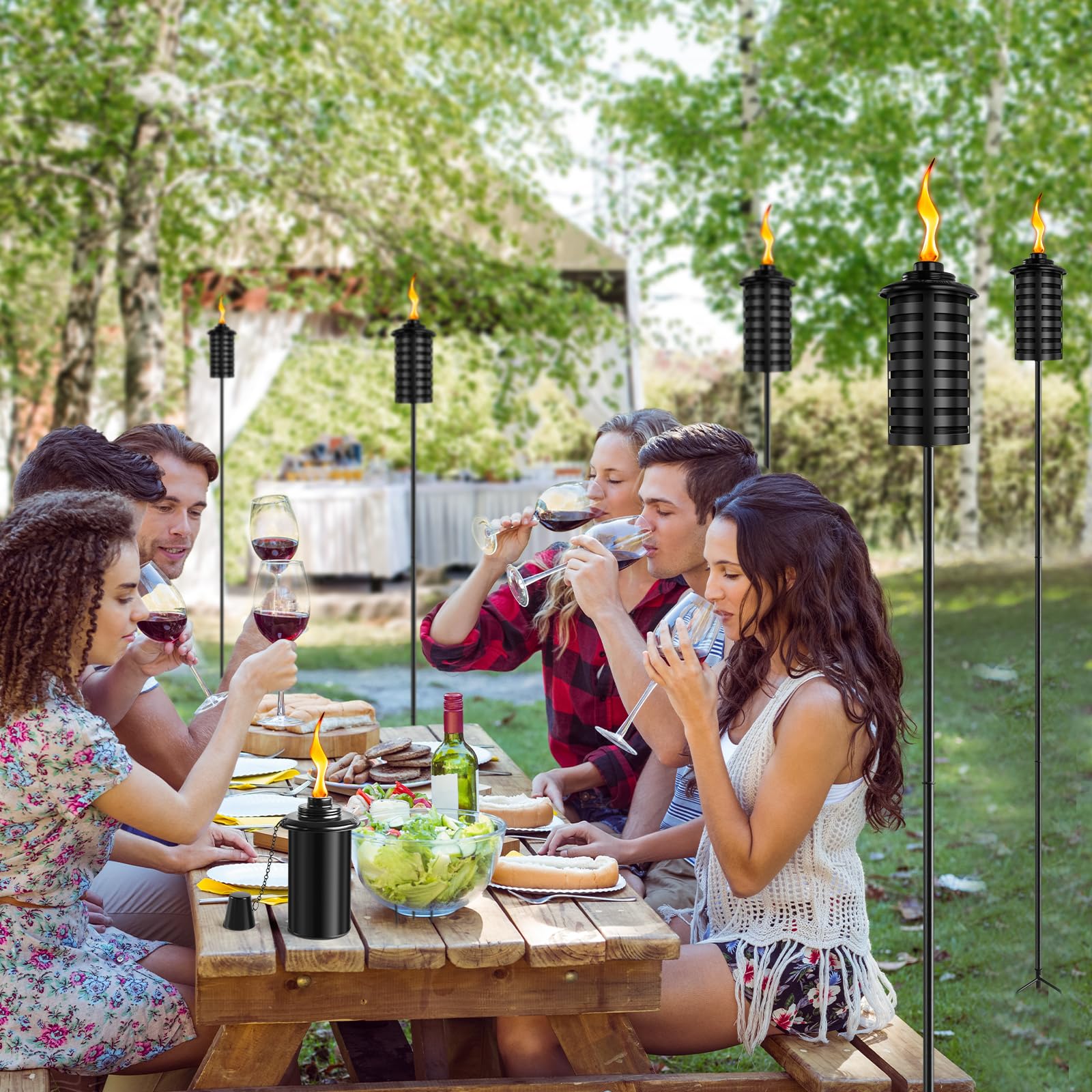 ZSZMFH 6 Pcs Metal Torch for Outside, 16 oz Outdoor Metal Torch