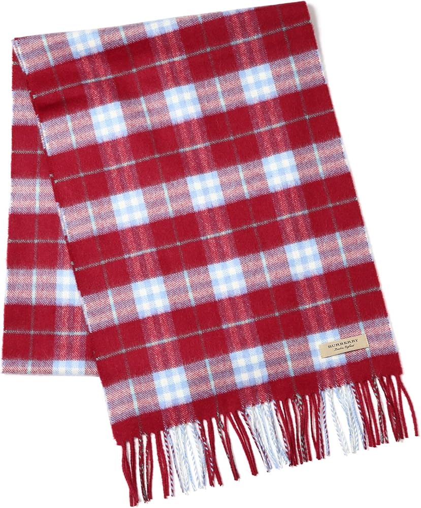 Amazon | (バーバリー) BURBERRY カシミア マフラー (レッド×ブルー
