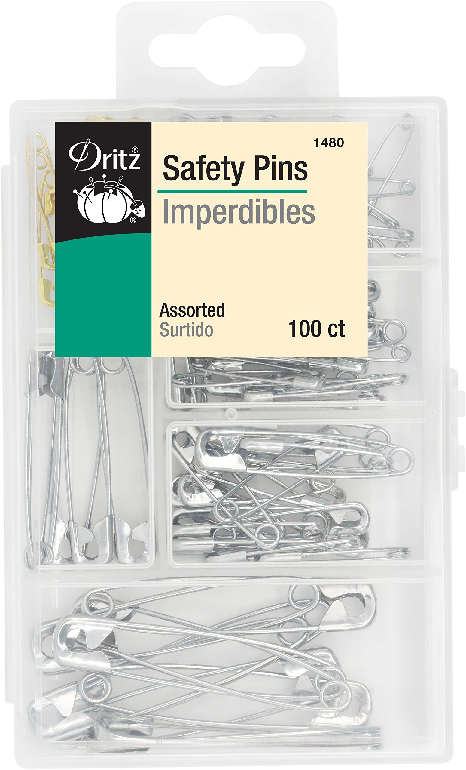 Amazon.com: Dritz 1480 Safety Pins with Storage Box, Nickel plated