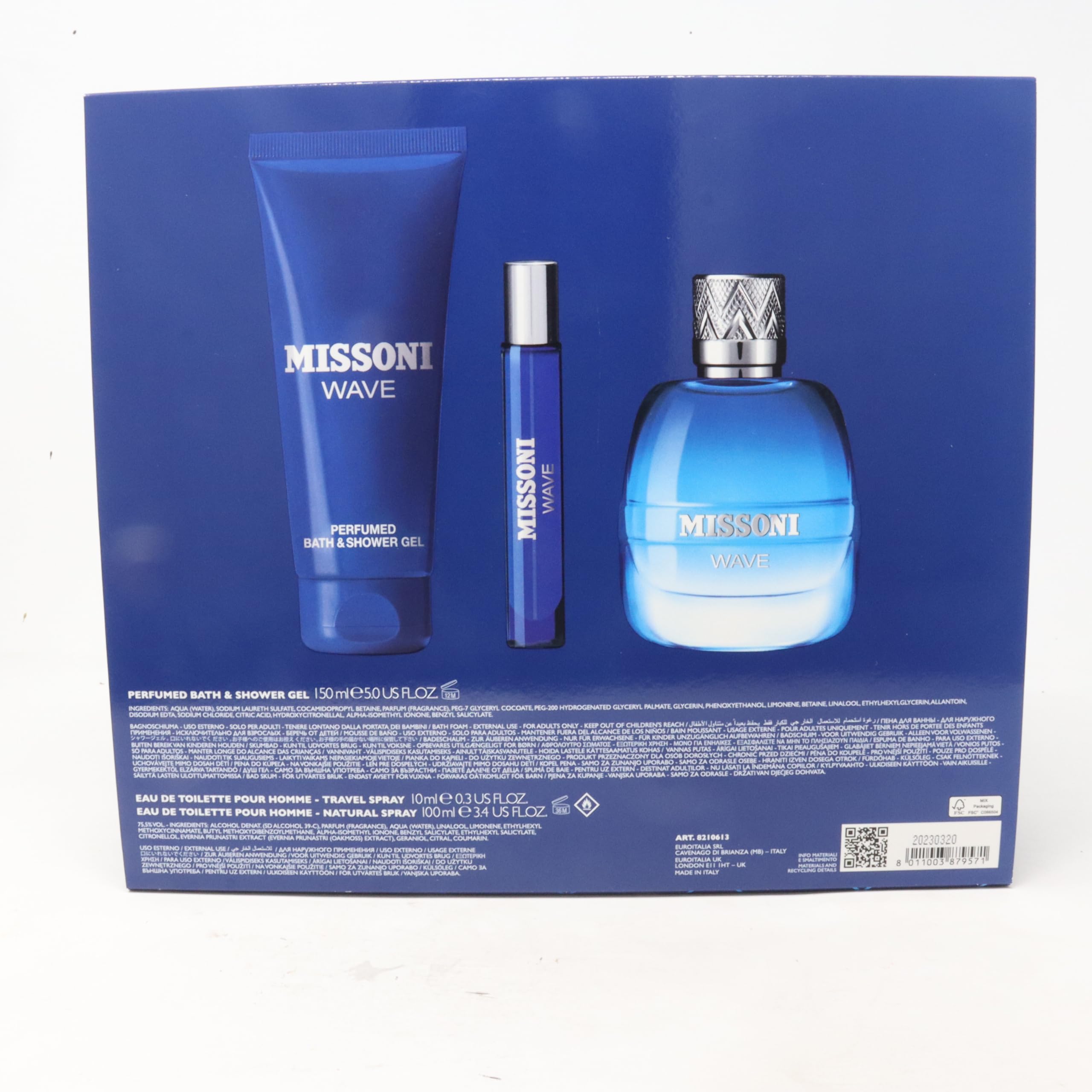 Amazon.com : Missoni Wave Pour Homme Eau De Toilette 100ml, Eau De