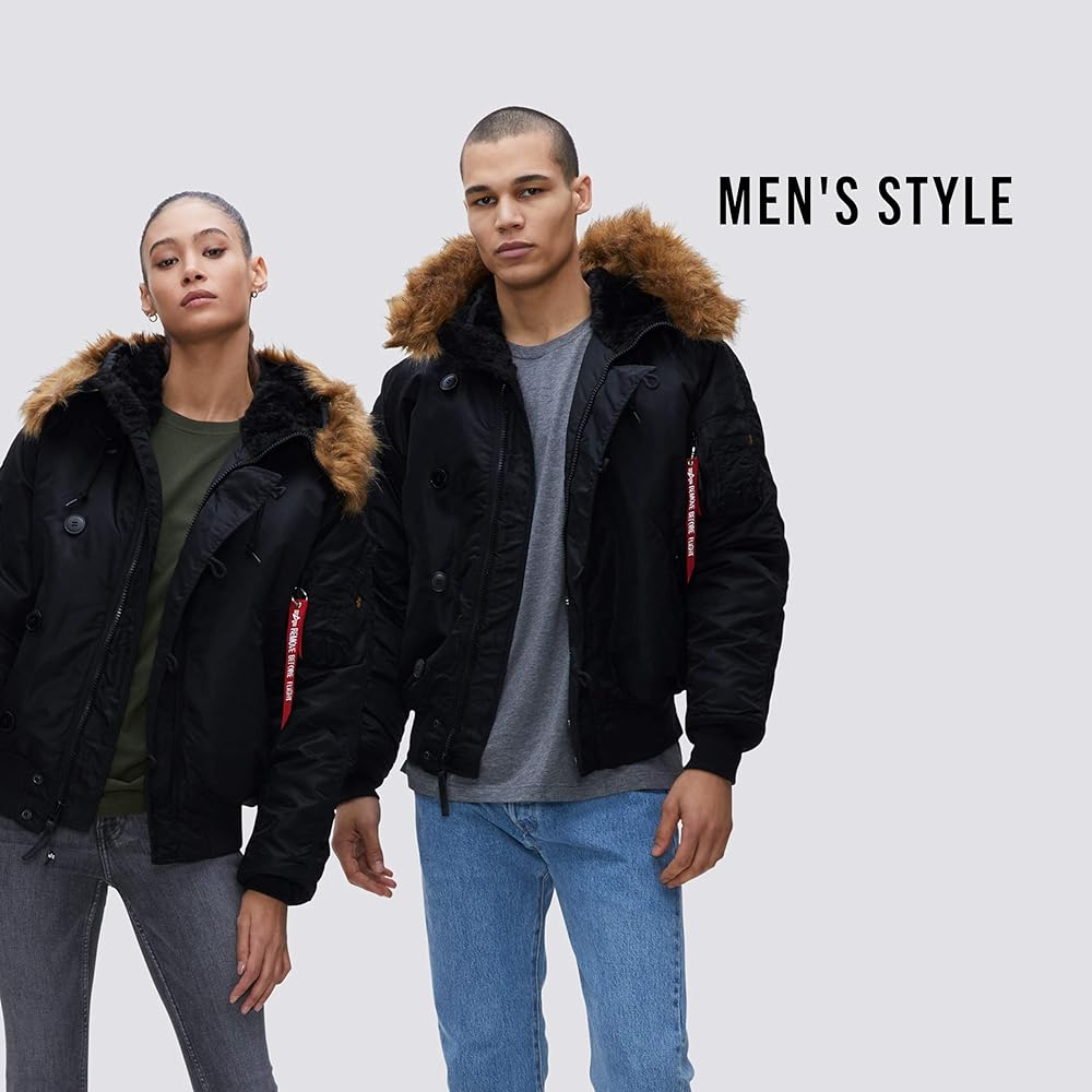 Alpha Industries Men's N-2B Short Waist Parka (XS, Black) at