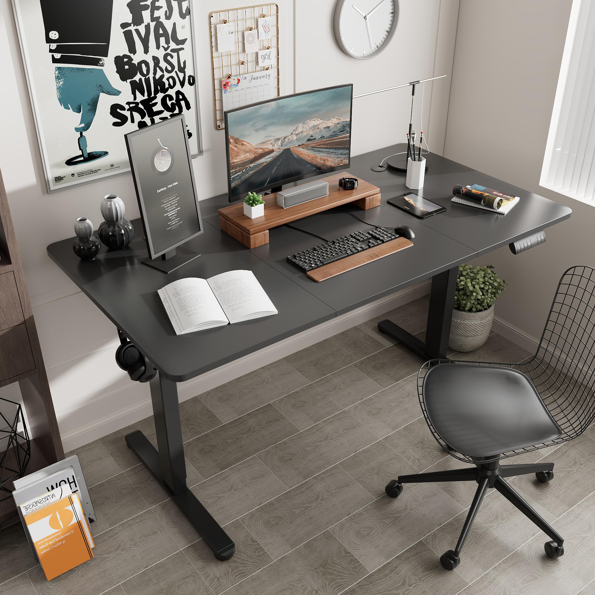 Amazon.co.jp: Alebert 電動式 昇降デスク 昇降式デスク 幅140*奥行