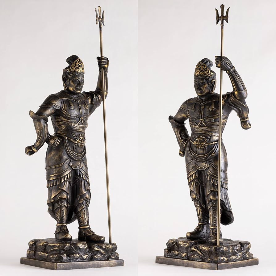 Amazon｜仏師銘版 毘沙門天立像 35cm 蝋型/青銅（ブロンズ）製 仏師