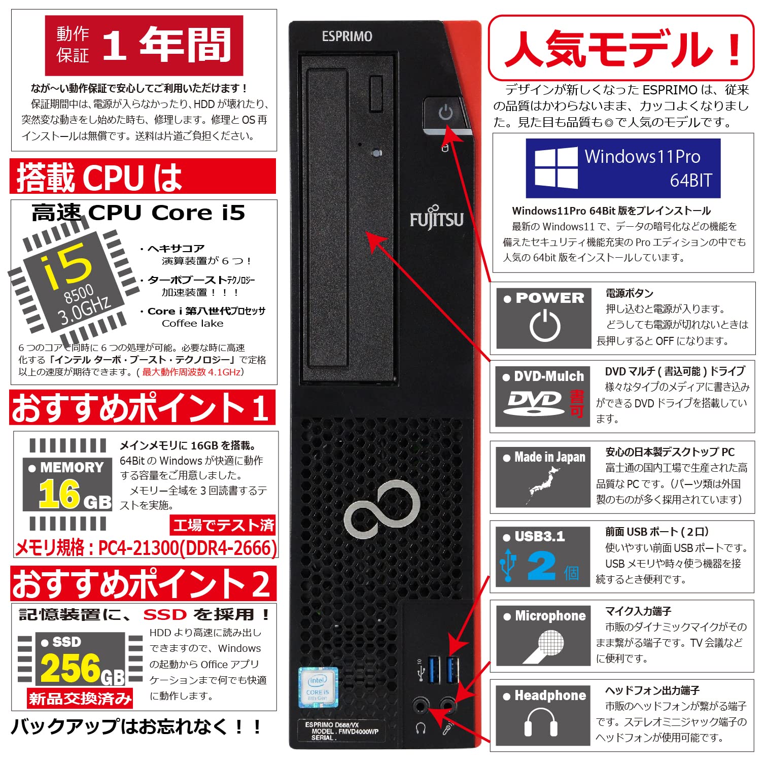Amazon.co.jp: 中古パソコン 富士通 ESPRIMO D588/V(VX) Windows11