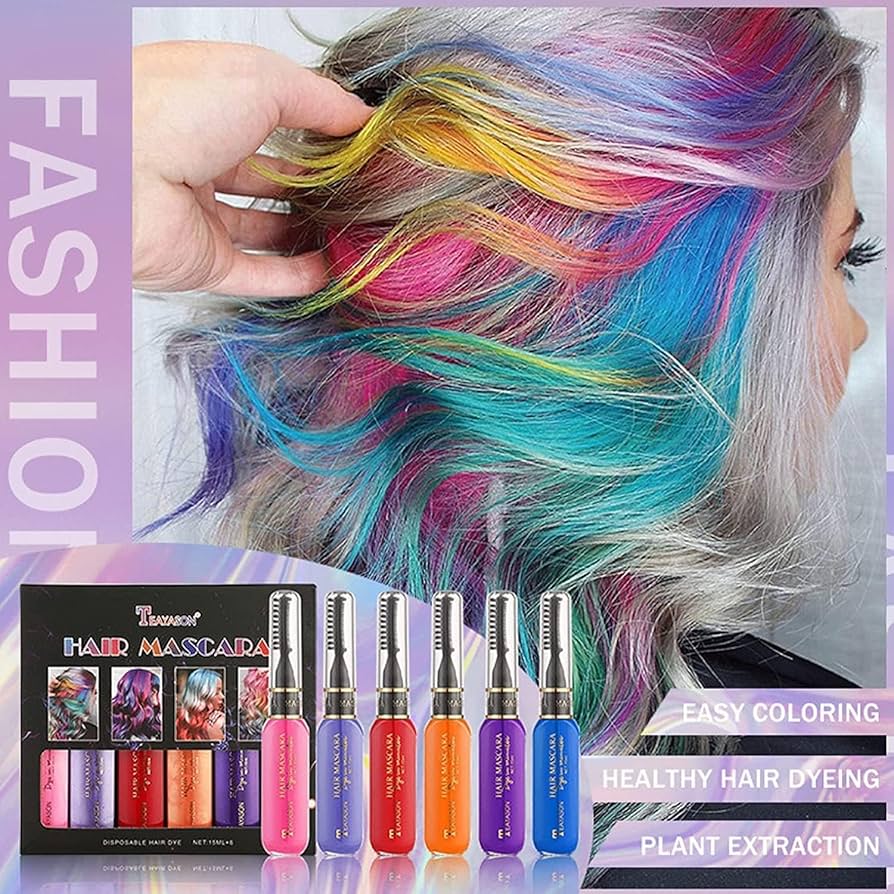 Amazon | ヘアカラー 染毛剤 6色セット 染髪剤 簡易髪染 一日だけの髪
