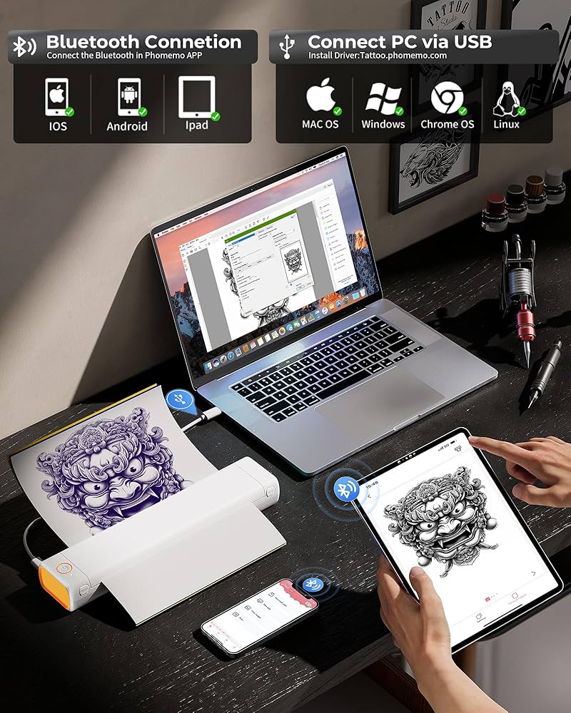 Amazon.co.jp: Itari M08F tattoo printer タトゥー用紙10枚付属