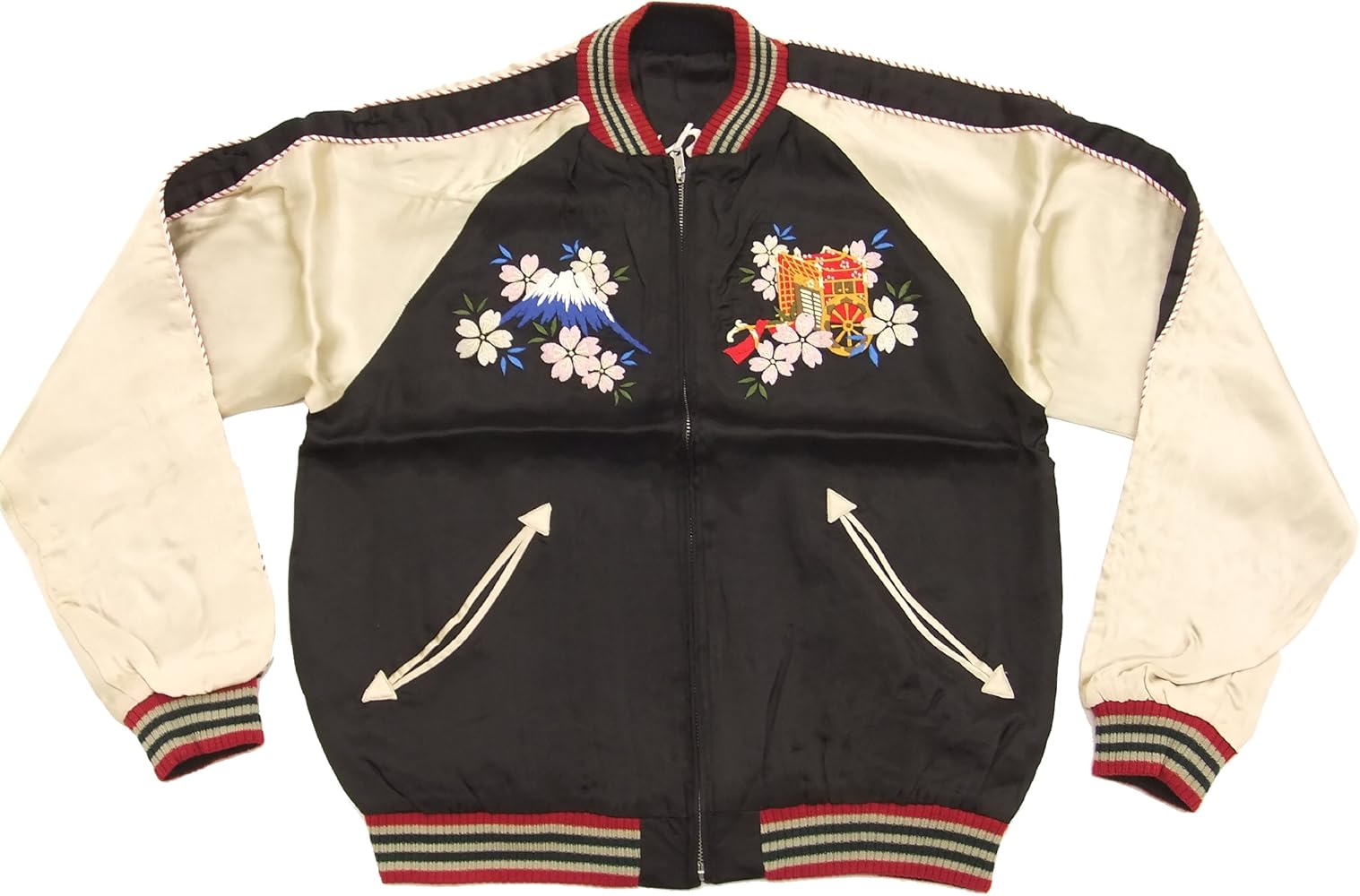 Amazon | [クロップドヘッズ] スカジャン 舞妓×龍 和柄 メンズ サテン