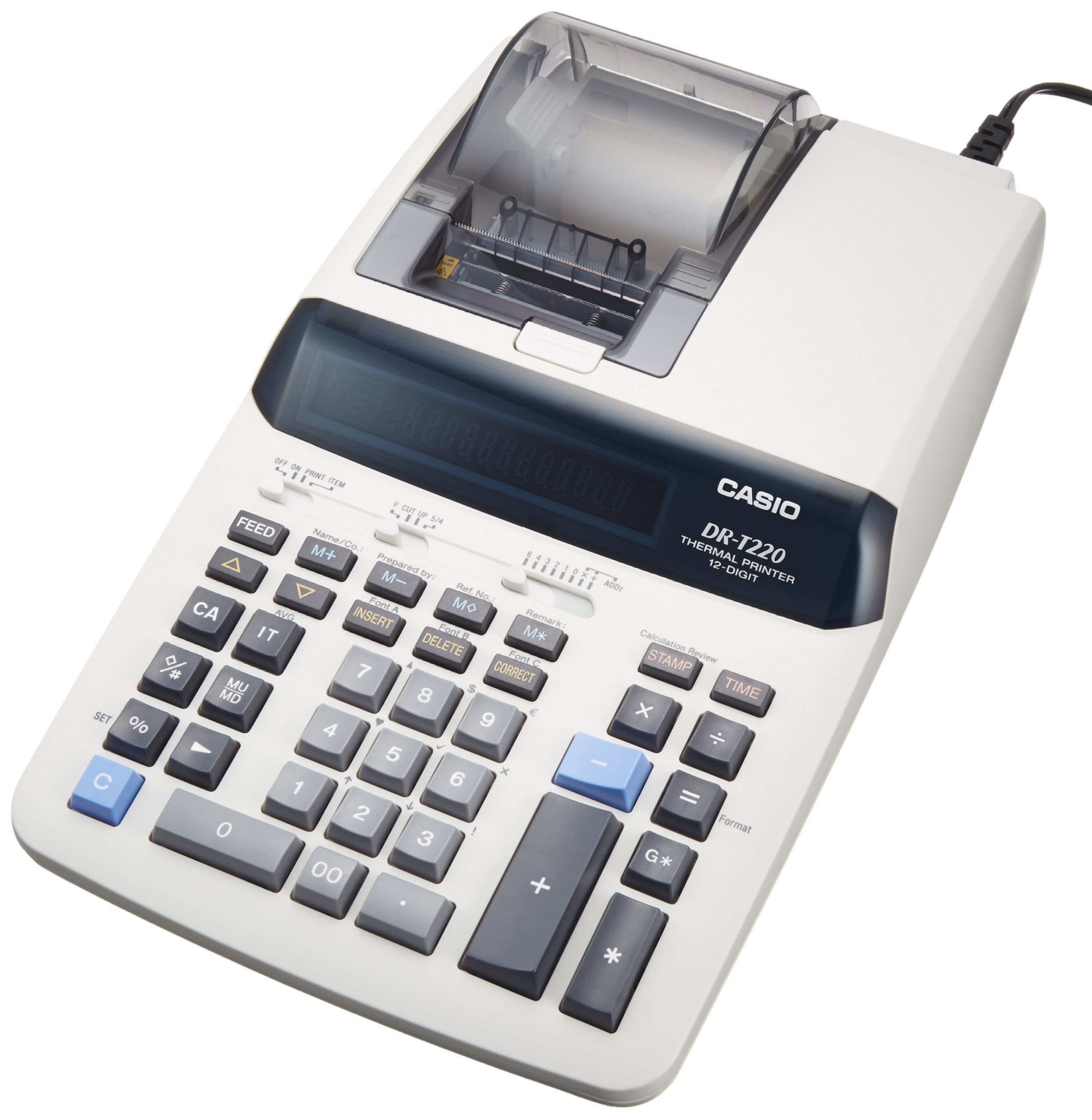 Amazon | カシオ プリンター 電卓 デスクタイプ 12桁 DR-T220-WE