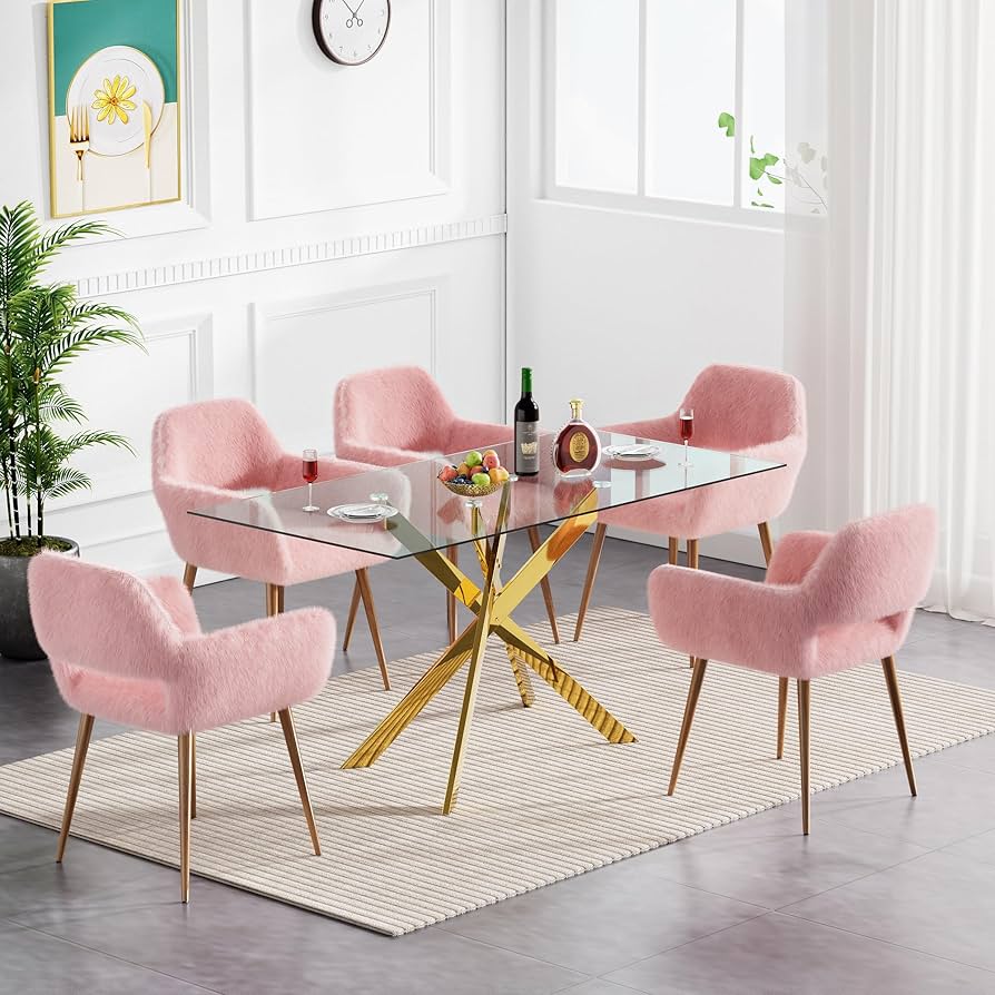 Amazon.com - Nimaolt Glass Dining Table Set for 6, 51