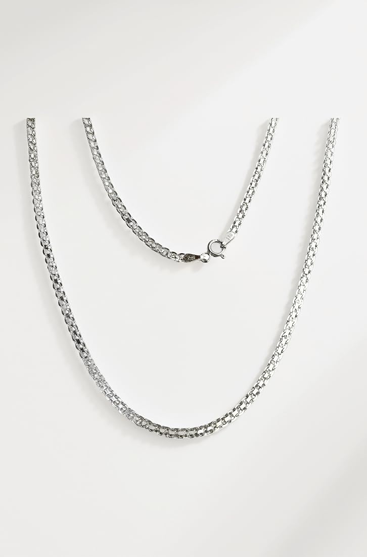 ZILO JEWELS Pure 925 Silver Mens Box Chain Rhodium 18 Inch 6 Gram