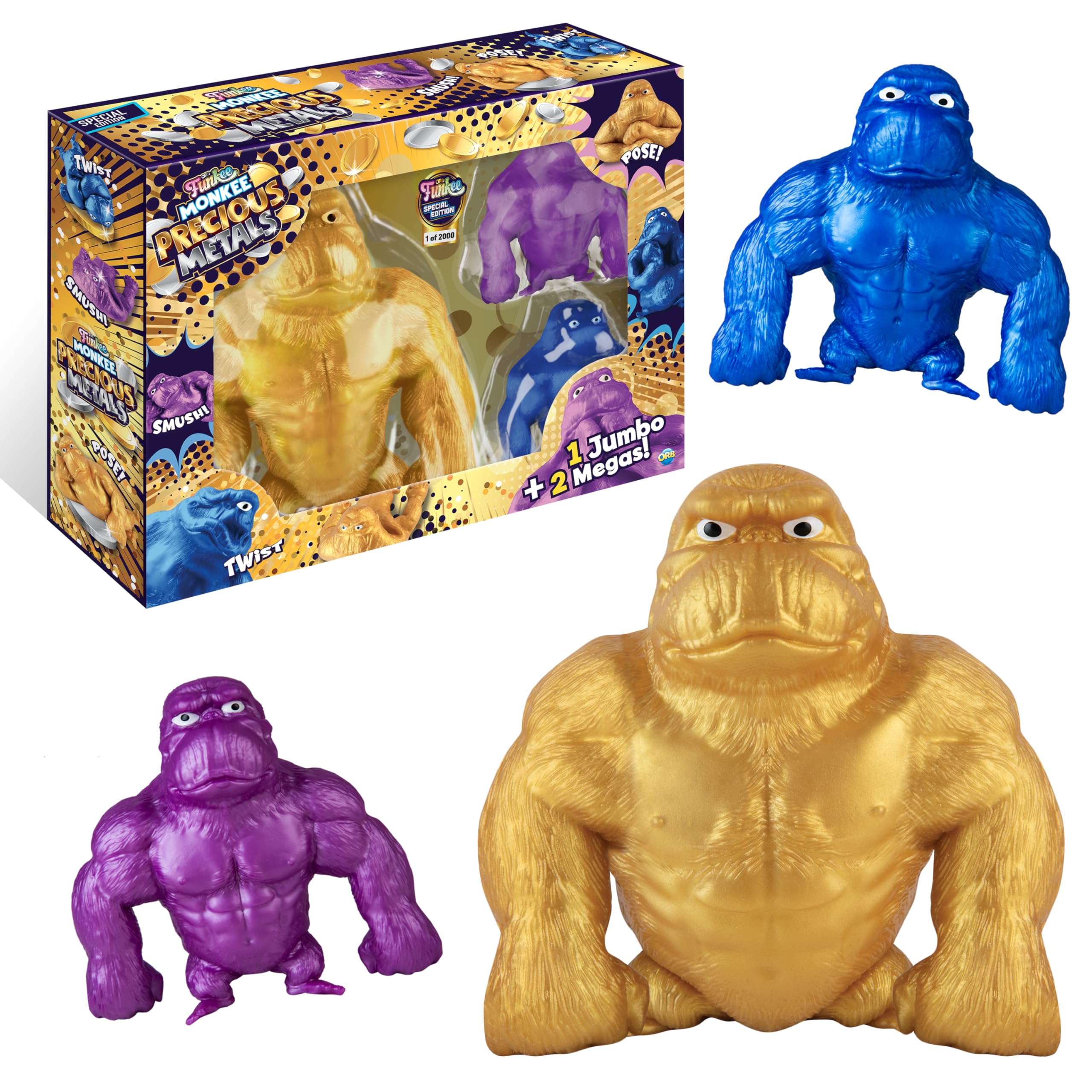 Amazon.com: ORB Funkee Monkee Metallic Golden Squishy Monkey Toy 3