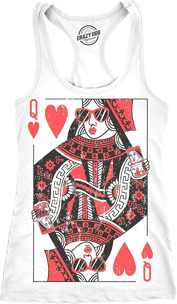 Amazon.com: Womens Tank Queen of Hearts Tanktop Funny Vintage