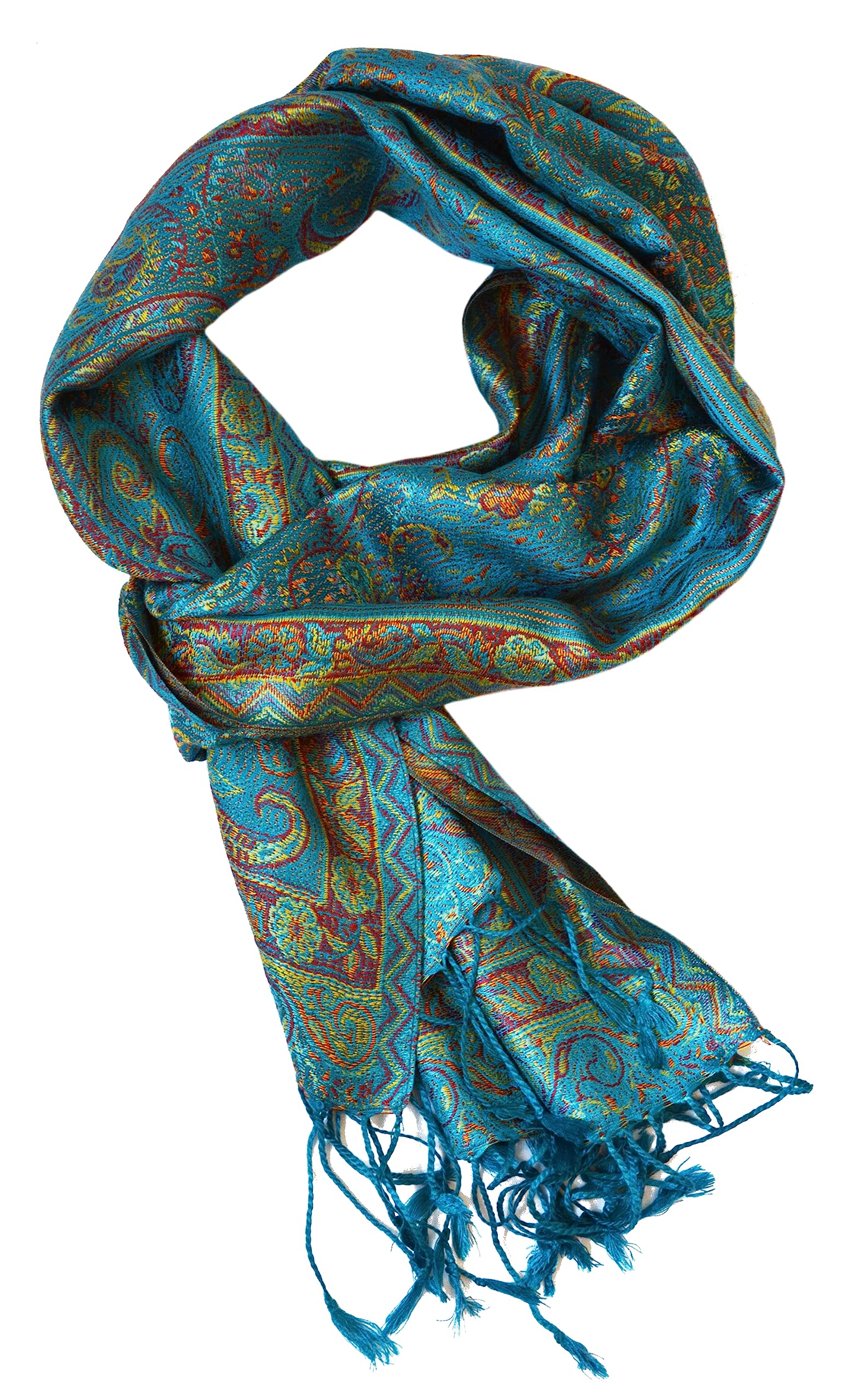 ufash Pashmina 100% Indian Silk Scarf Unisex Paisley 160 x 35 cm