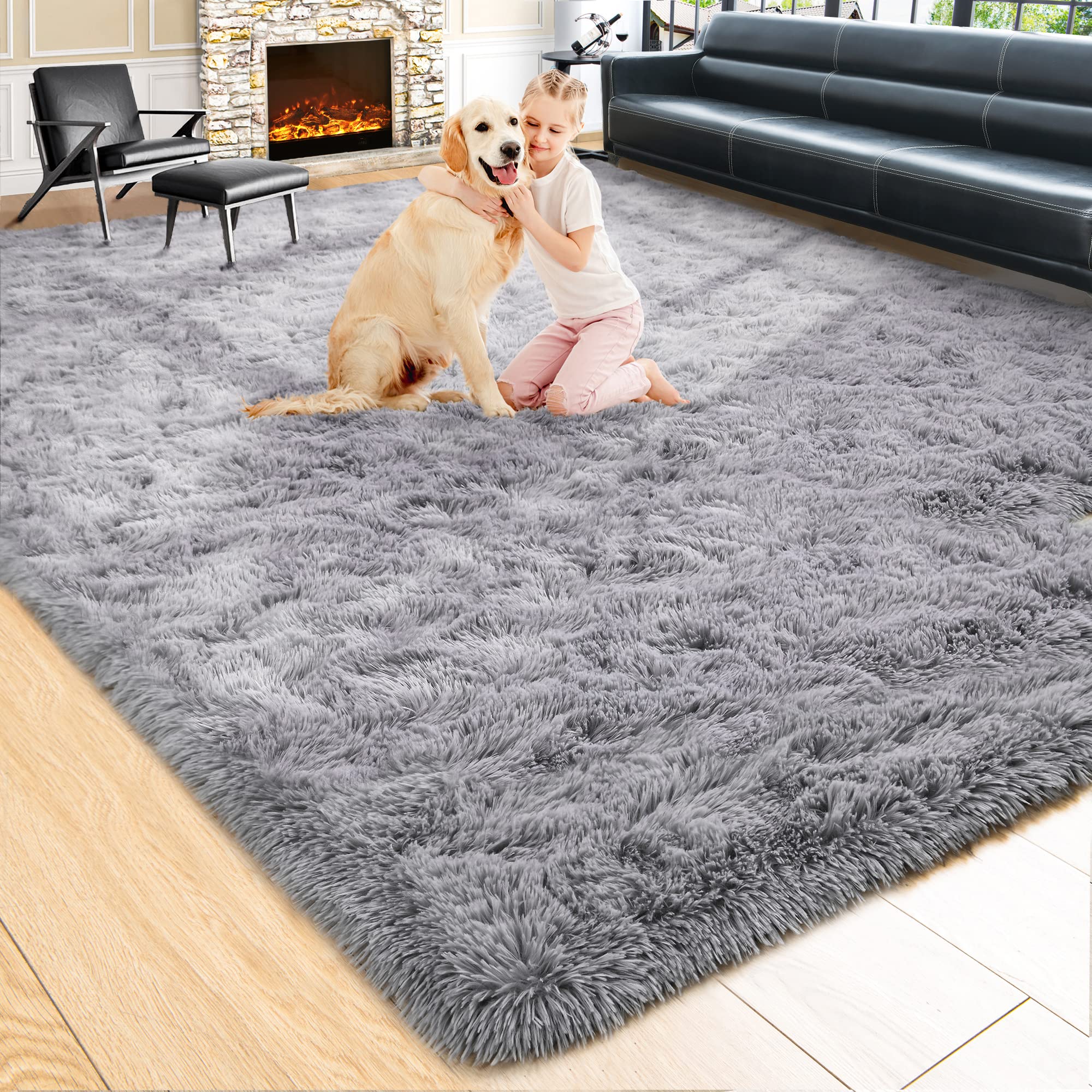 Amazon.com: Noahas 6x9 Fluffy Grey Area Rugs for Living Room