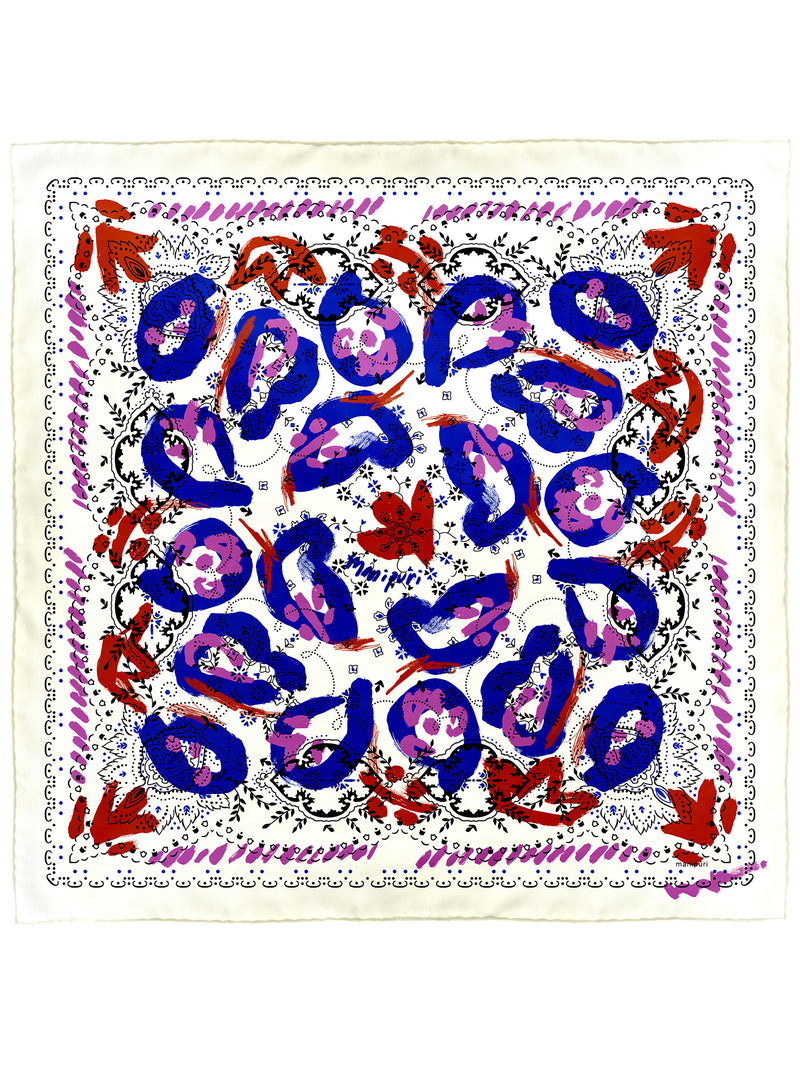 シルクスカーフ65＞ ランダムペイズリーバンダナ – manipuri