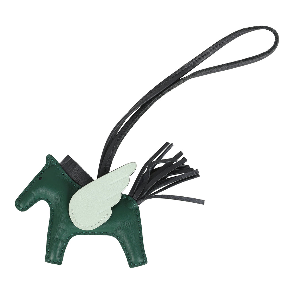 Hermes Pegase Rodeo Bag Charm PM Vert Moyen, Ardoise and Vert Peppermi