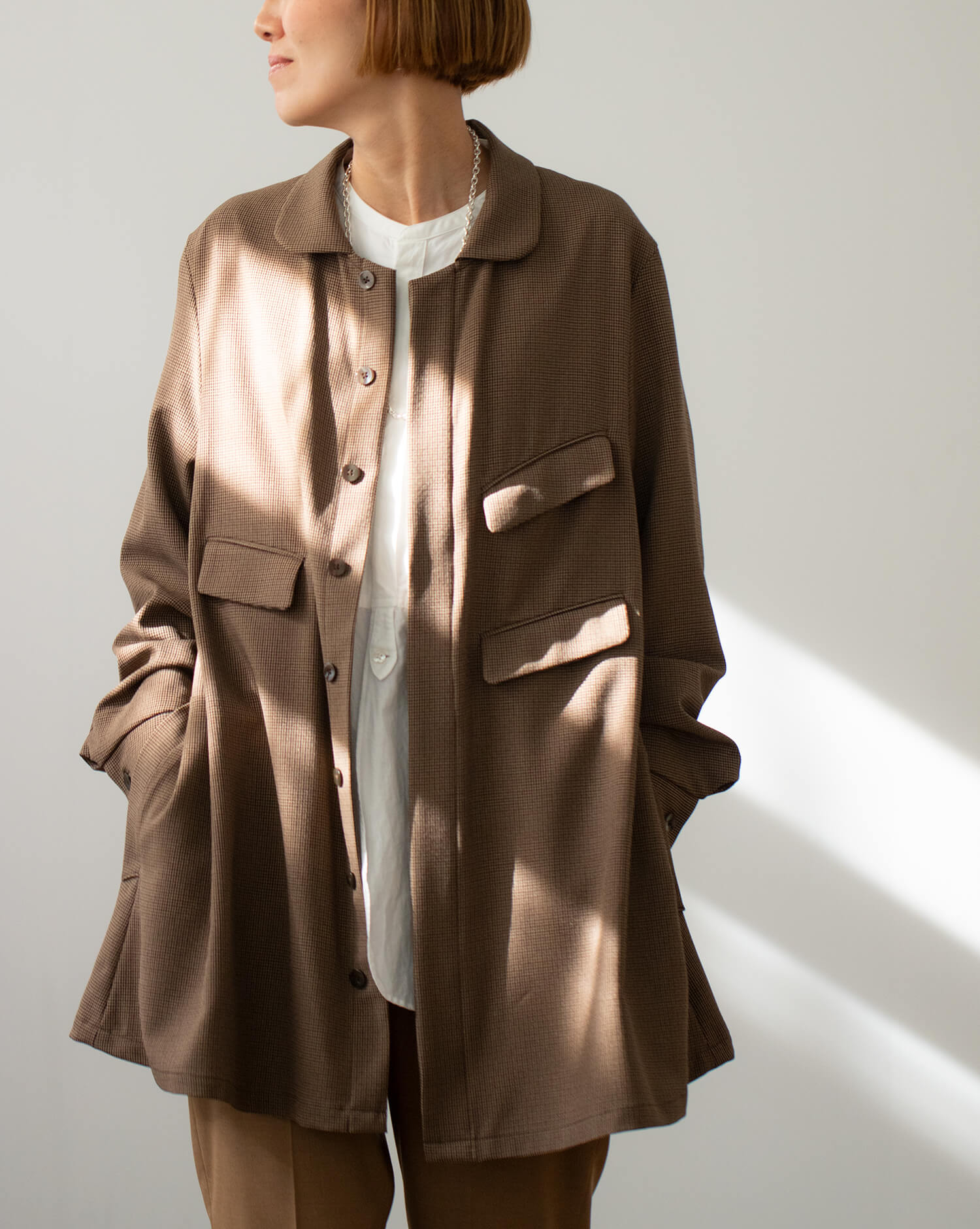 スリッポンコート GUNCLUB CHECK」「Slip-on coat Gunclub check