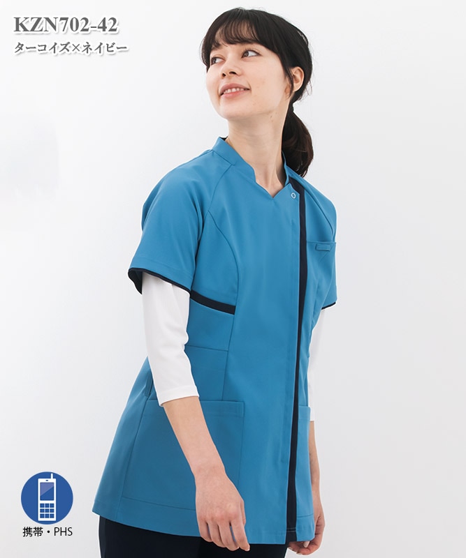 レディススクラブジャケット半袖[KAZEN製品] KZN702｜THS-白衣通販・販売