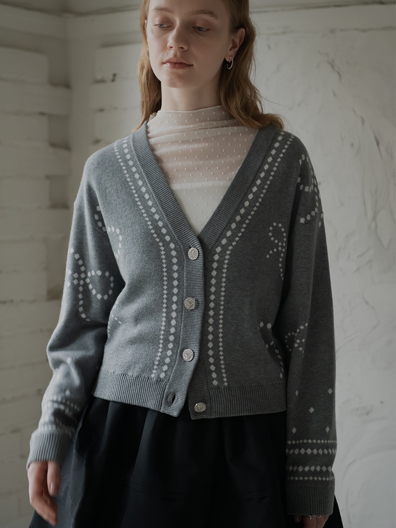 リボンジャガードカーディガン | Cardigan,長袖 | | TREFLE＋1