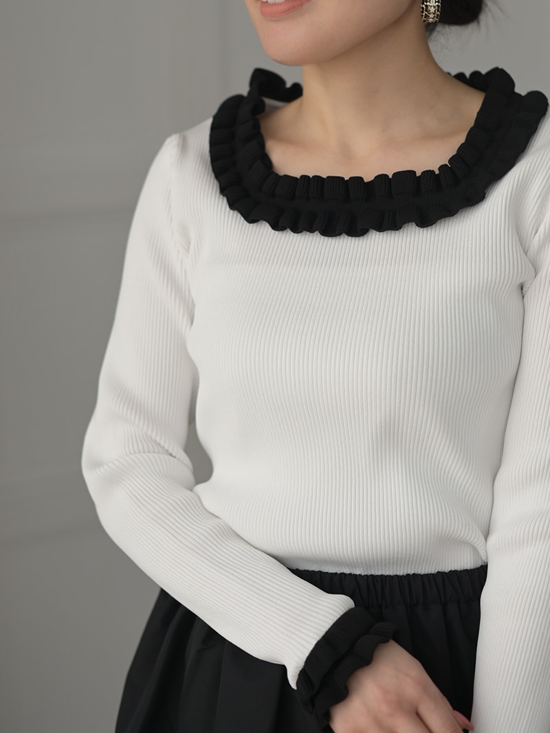 フリルスクエアニット | Tops,トップス | | TREFLE＋1（トレフルプラス