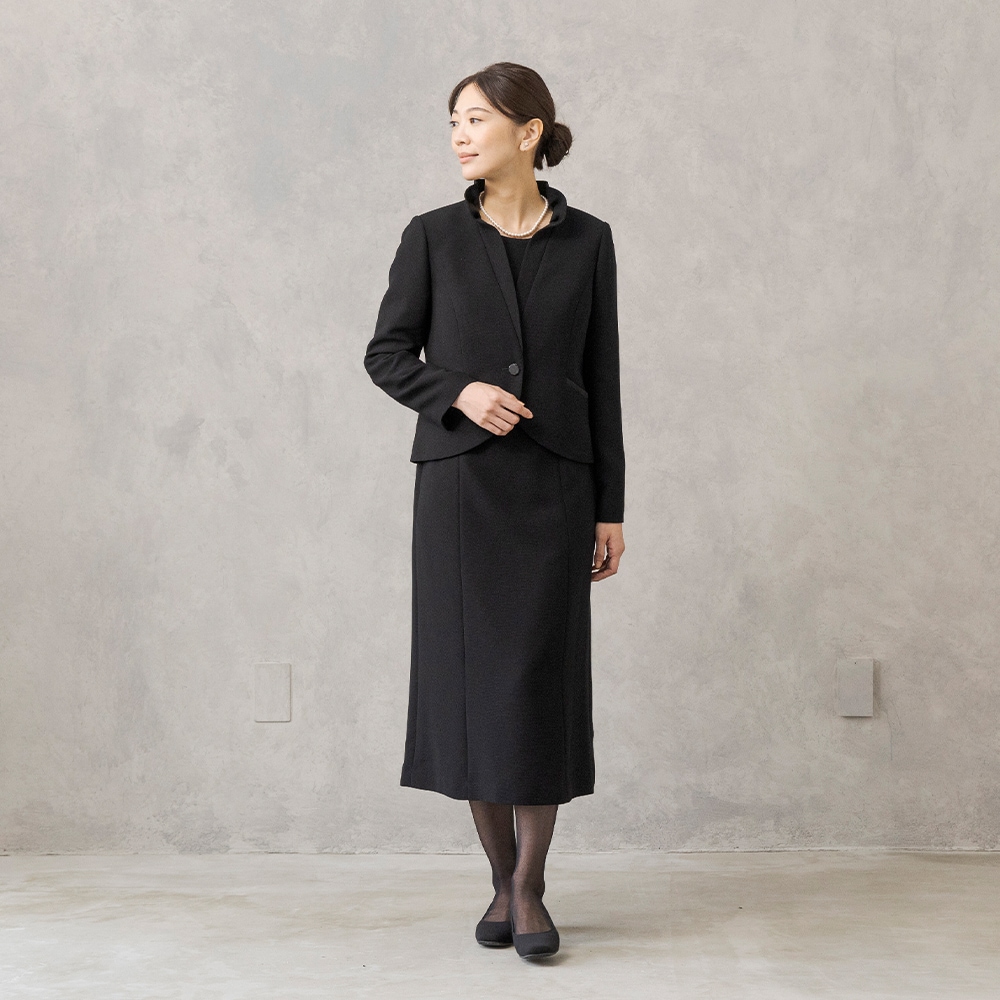 HIROMI YOSHIDA Black 1203423]フリルカラージャケット×ペプラム前開き