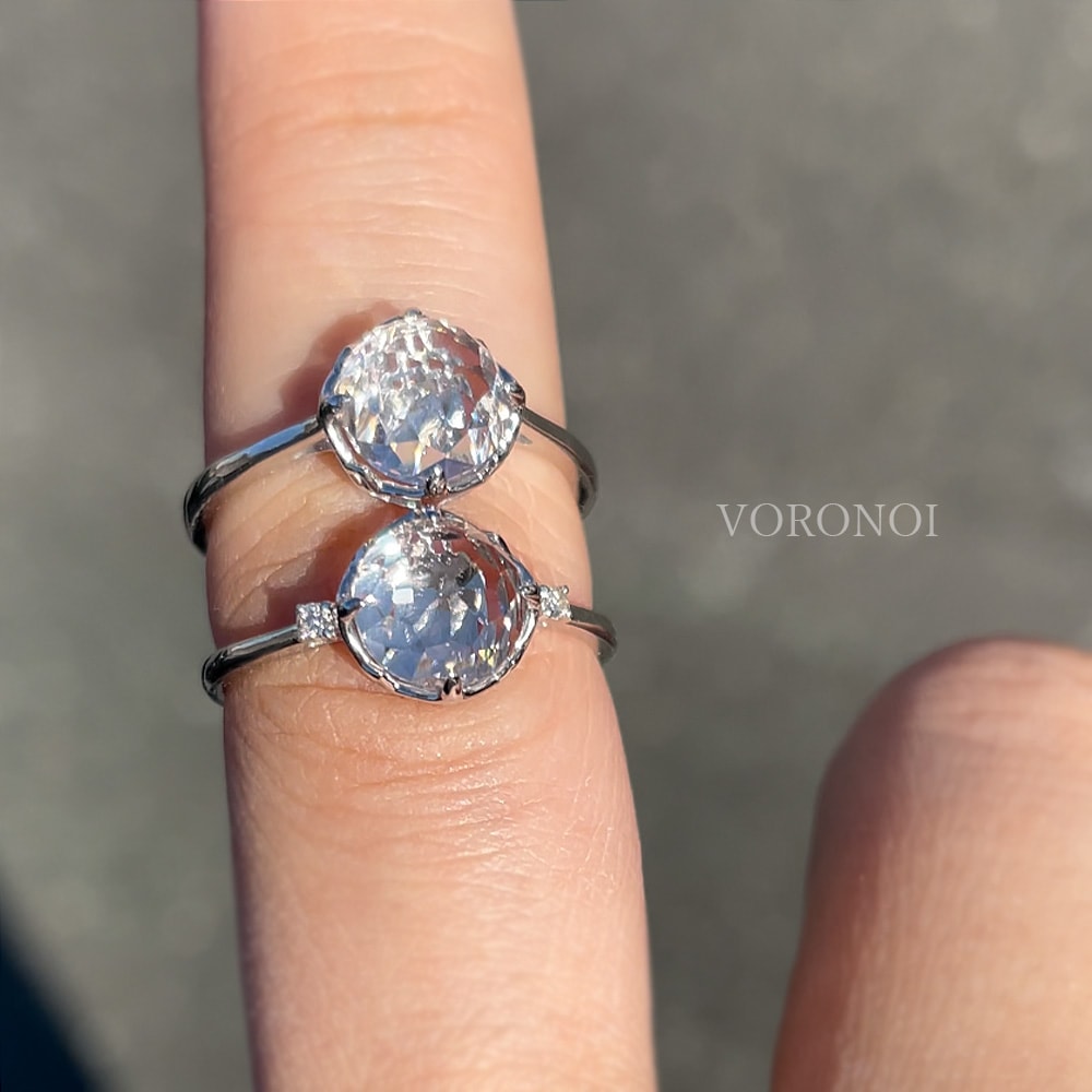 MINAMO -Flower- K10WG クリアクォーツ ダイヤモンド リング